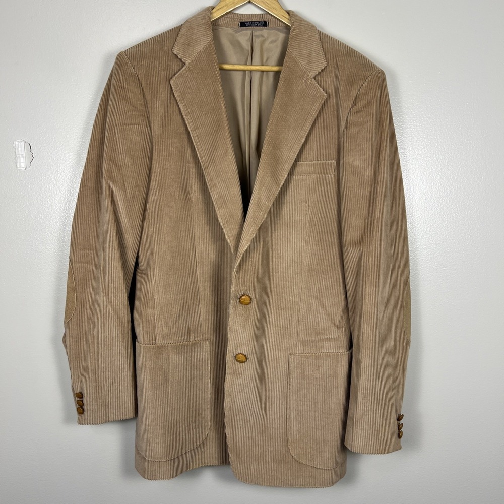 Vtg Jaguar 4/40 Blazer Mens Size‎ 40L Tan Corduroy  Sports Coat 2 Button